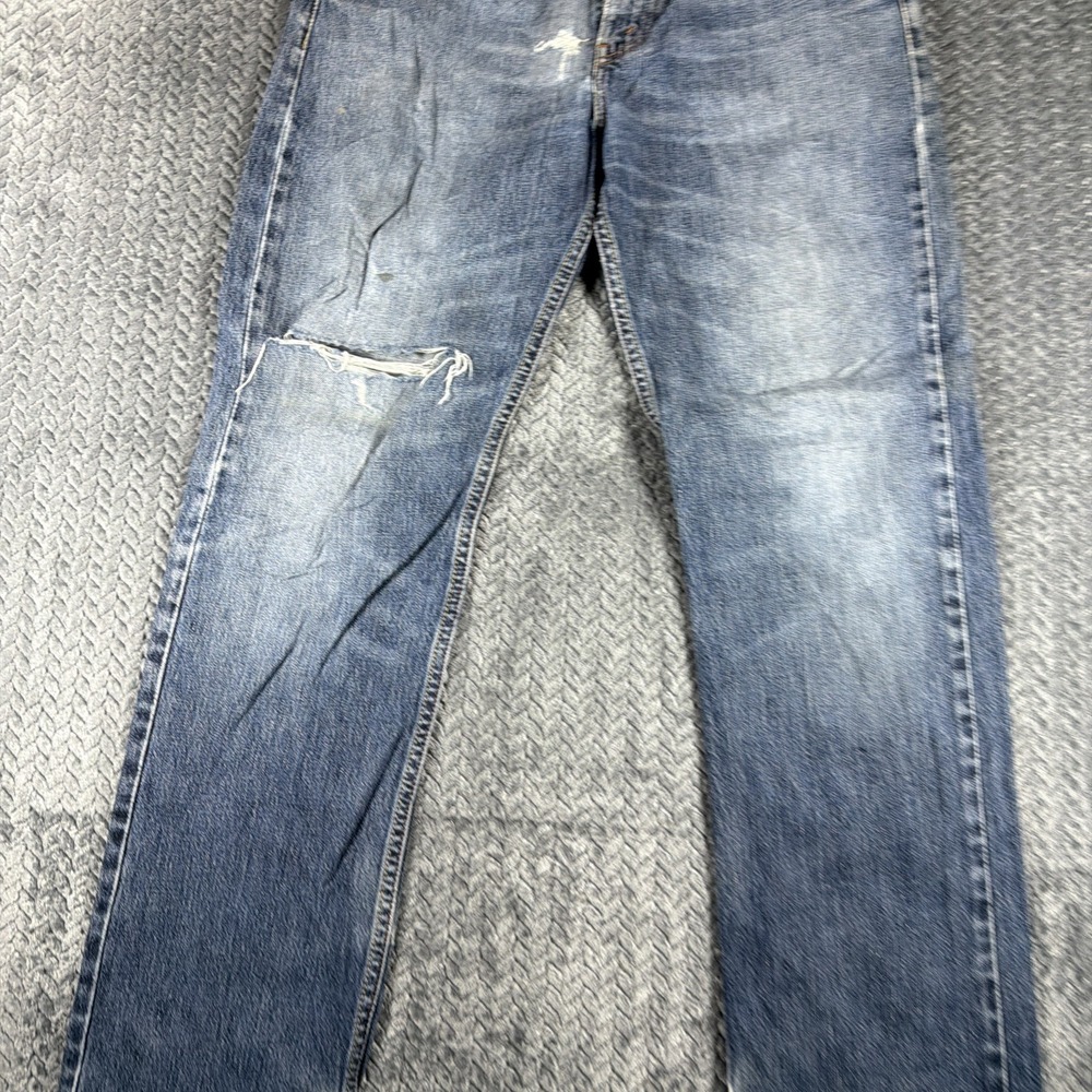 Levis 752 Jeans Mens 33x34 Regular Fit Straight Leg Jeans Light Wash Distressed